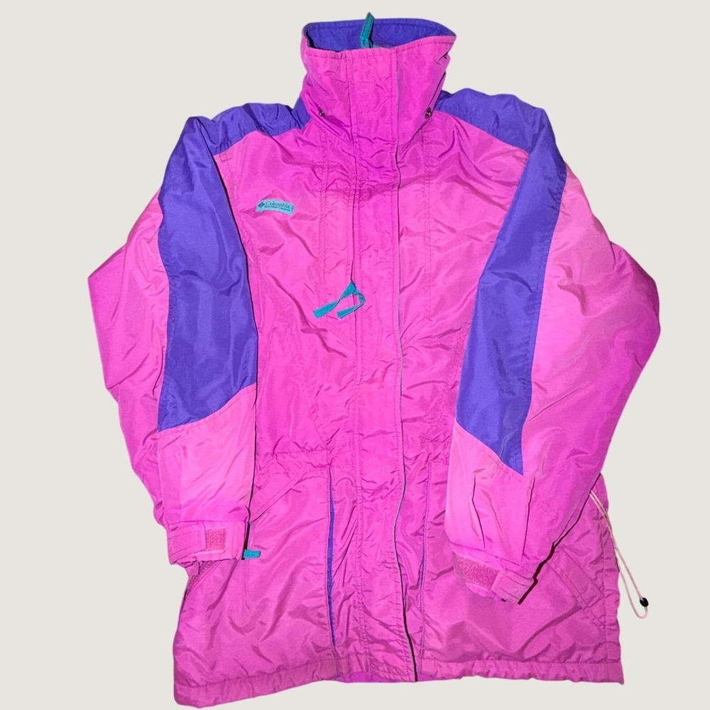 Columbia Double Whammy Vintage 90s Pink Purple Ski Jacket Shell Womens Small